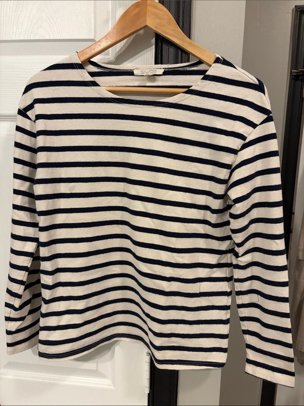 Nili Lotan Classic Striped Long-Sleeve Top - Navy & White